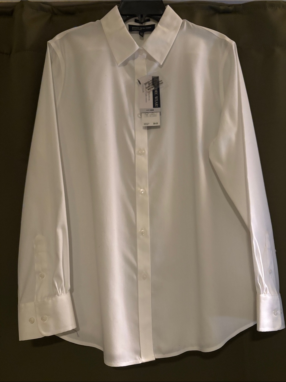NEW Jones New York Women’s White Button-Front Cotton Blouse
